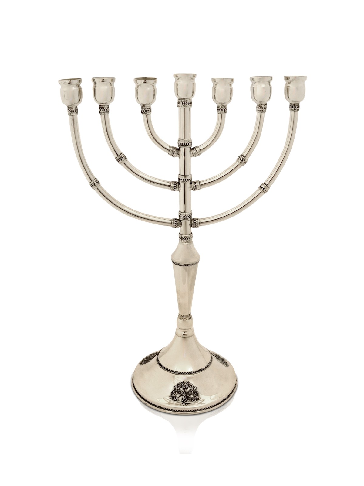 חנוכיית כסף עם פיליגרן תימני מסורתי , מתנות לחנוכה , א